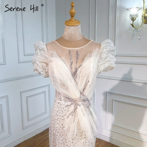 Ivory Puffy Sleeves Mermaid Evening Dresses Gowns 2025 Beaded Elegant Luxury For Women Party LA71300