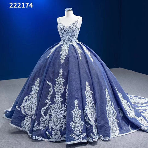 Light Blue Sexy Spaghetti Straps Lace Beaded Lace Up Bride Gowns Wedding Dress 2025 High End Custom Made HM222174