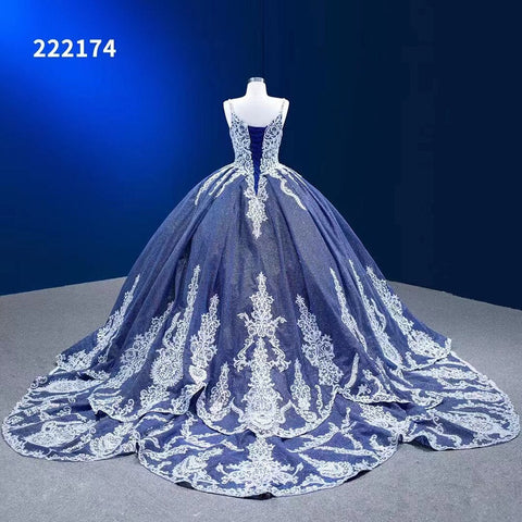 Light Blue Sexy Spaghetti Straps Lace Beaded Lace Up Bride Gowns Wedding Dress 2025 High End Custom Made HM222174