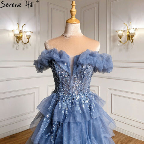 Lilac A-Line Evening Dresses Gowns 2025 Beaded Tiered Sexy For Women Wedding Party LA71414