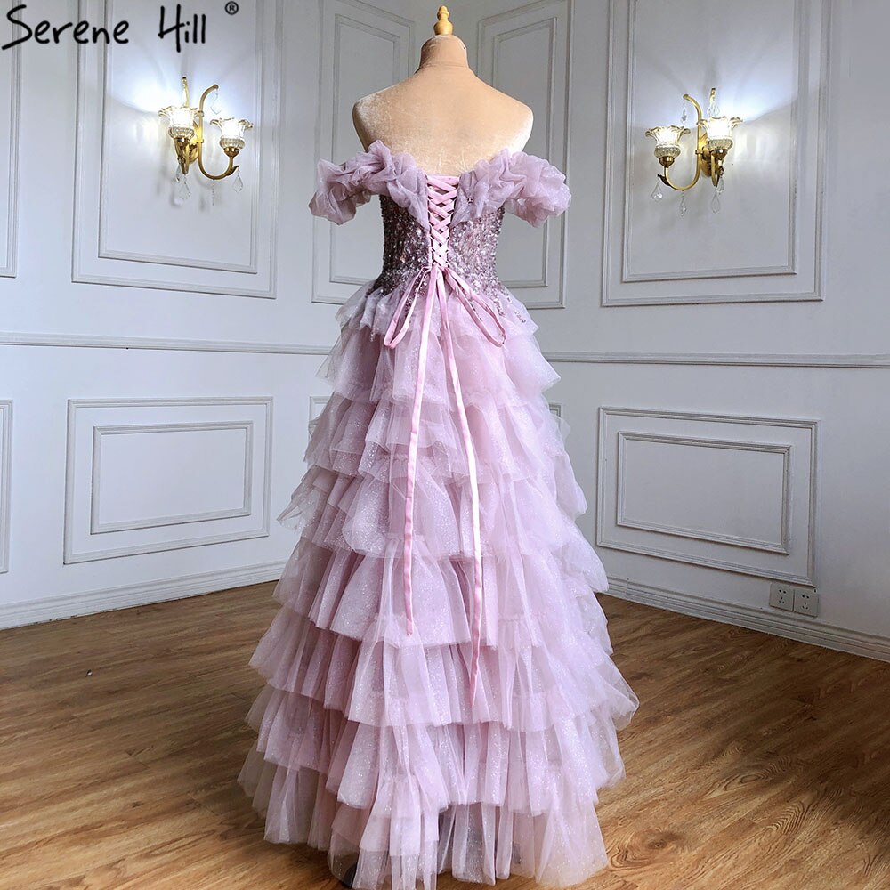 Lilac A-Line Evening Dresses Gowns 2025 Beaded Tiered Sexy For Women Wedding Party LA71414