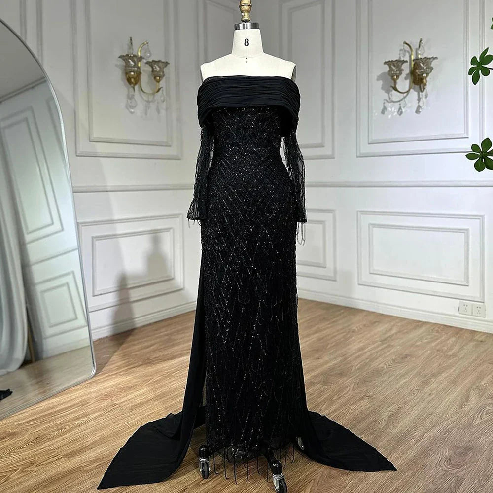 Luxury Tassel Lilac Off Shoulder Evening Dress with Cape LA72374