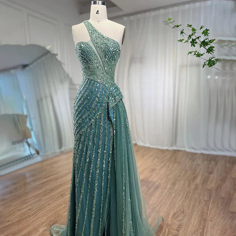 Lilac Mermaid Elegant With Overskirt Sexy One-Shoulder Evening Dresses Gowns Luxury Beaded 2025 Party LA71712