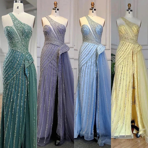 Lilac Mermaid Elegant With Overskirt Sexy One-Shoulder Evening Dresses Gowns Luxury Beaded 2025 Party LA71712