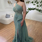 Lilac Mermaid Elegant With Overskirt Sexy One-Shoulder Evening Dresses Gowns Luxury Beaded 2025 Party LA71712