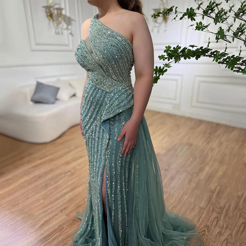 Lilac Mermaid Elegant With Overskirt Sexy One-Shoulder Evening Dresses Gowns Luxury Beaded 2025 Party LA71712
