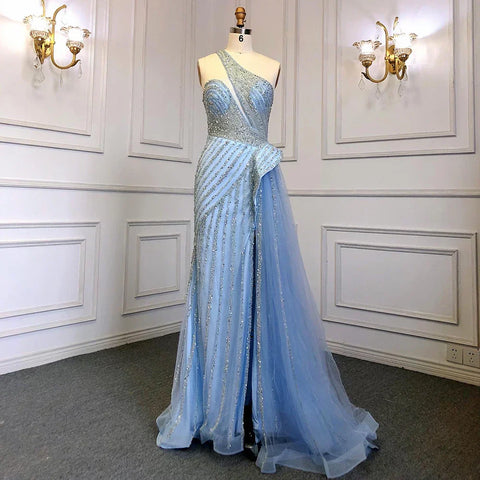 Lilac Mermaid Elegant With Overskirt Sexy One-Shoulder Evening Dresses Gowns Luxury Beaded 2025 Party LA71712