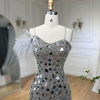 Lilac Mermaid Evening Dresses Gowns 2025 with Spaghetti Straps High Split Beaded Sequins for Women's Party LA72212A