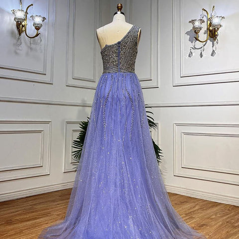 Lilac Mermaid One Shoulder Overskirt Beaded Luxury Evening Dresses Gowns 2025 For Women Wedding Party LA72031