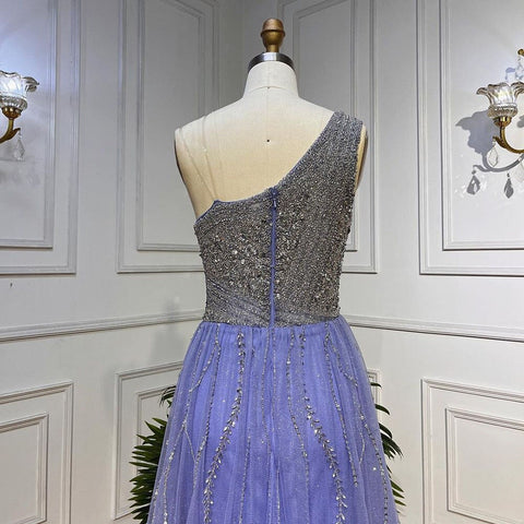 Lilac Mermaid One Shoulder Overskirt Beaded Luxury Evening Dresses Gowns 2025 For Women Wedding Party LA72031