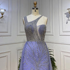 Lilac Mermaid One Shoulder Overskirt Beaded Luxury Evening Dresses Gowns 2025 For Women Wedding Party LA72031