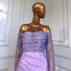 Lilac Mermaid Overskirt Evening Dresses Gowns 2025 Beaded Elegant Sexy For Women Party LA71630