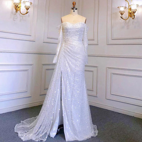 Lilac Mermaid Overskirt Evening Dresses Gowns 2025 Beaded Elegant Sexy For Women Party LA71630