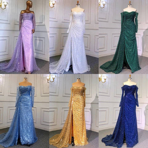 Lilac Mermaid Overskirt Evening Dresses Gowns 2025 Beaded Elegant Sexy For Women Party LA71630