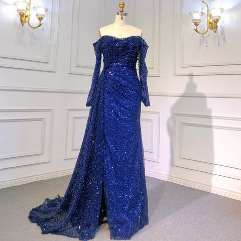 Lilac Mermaid Overskirt Evening Dresses Gowns 2025 Beaded Elegant Sexy For Women Party LA71630