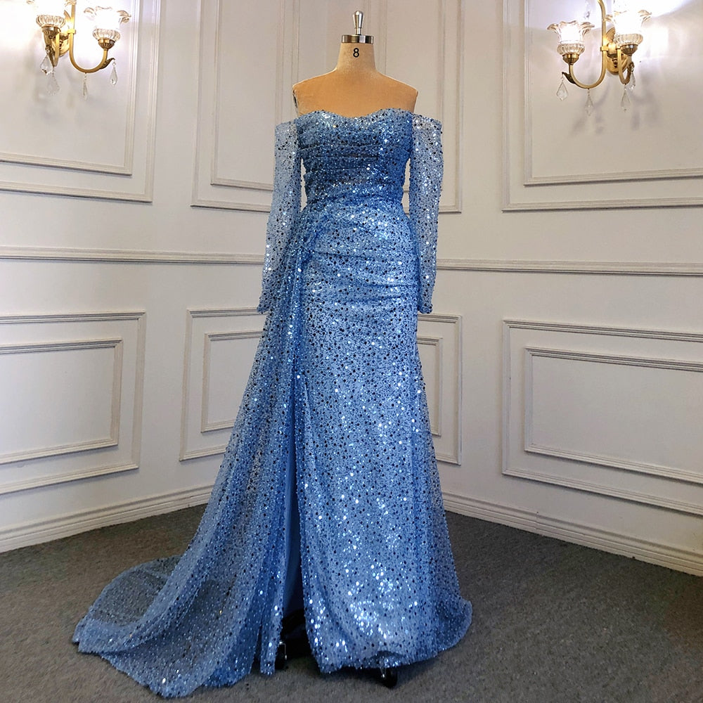 Lilac Mermaid Overskirt Evening Dresses Gowns 2025 Beaded Elegant Sexy For Women Party LA71630