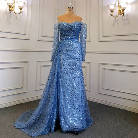 Lilac Mermaid Overskirt Evening Dresses Gowns 2025 Beaded Elegant Sexy For Women Party LA71630