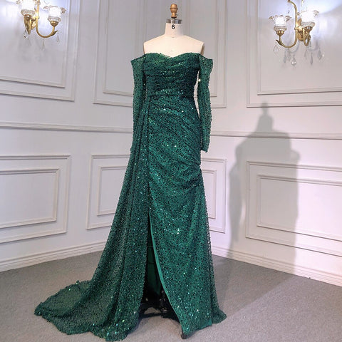 Lilac Mermaid Overskirt Evening Dresses Gowns 2025 Beaded Elegant Sexy For Women Party LA71630