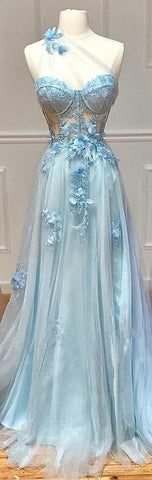 Lilac One Shoulder Split Long 2025 Flower Graduation School Party Gown Celebrity Prom Dresses LA71881