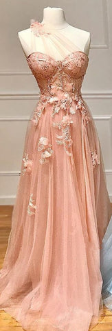 Lilac One Shoulder Split Long 2025 Flower Graduation School Party Gown Celebrity Prom Dresses LA71881