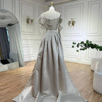 Luxury Arabic Nude Pearls Beaded Evening Dresses Dubai Elegant One Shoulder Women Wedding Party Gowns 2025 LA72486