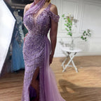 Luxury Beaded Caramel  Evening Dresses Elegant Long Arabic Prom Formal Gowns for Women Wedding Party 2025 LA71778A