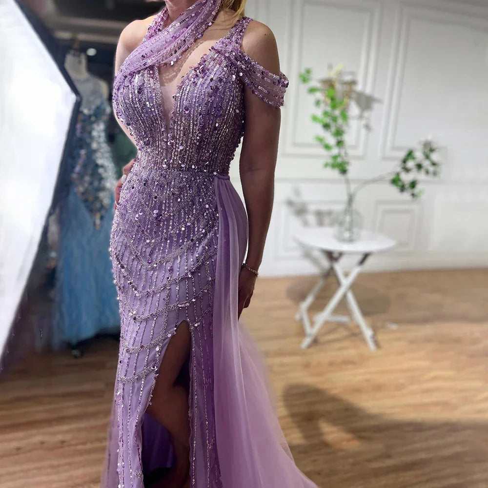 Luxury Beaded Caramel  Evening Dresses Elegant Long Arabic Prom Formal Gowns for Women Wedding Party 2025 LA71778A