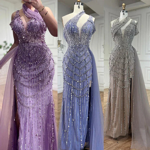 Luxury Beaded Caramel  Evening Dresses Elegant Long Arabic Prom Formal Gowns for Women Wedding Party 2025 LA71778A