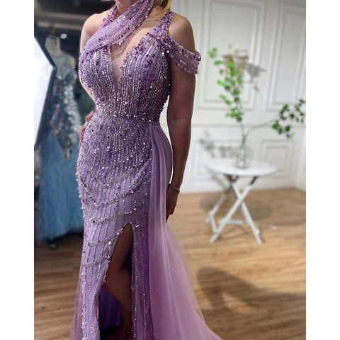 Luxury Beaded Caramel  Evening Dresses Elegant Long Arabic Prom Formal Gowns for Women Wedding Party 2025 LA71778A