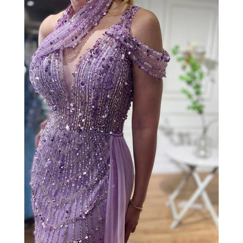 Luxury Beaded Caramel  Evening Dresses Elegant Long Arabic Prom Formal Gowns for Women Wedding Party 2025 LA71778A