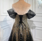 Luxury Black Gold A-line Evening Dresses Gowns 2025 Sparkle Beading Sexy For Women Party Dress LA70838