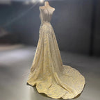 Luxury Dubai Arabia Nude Beaded One Shoulder Mermaid Elegant Evening Dresses Gowns For Woman Wedding Party LA71538