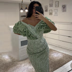 Luxury Dubai Off Shoulder Mermaid Sage Green Evening Dresses For Women Arabic Wedding Party Gown 2025 LA72281