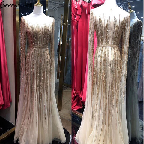 Luxury  Gold  Beading A-Line  Cape Sleeves Evening  Gown For Woman Dresses 2025 Fromal Dress  LA70637