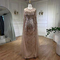 Luxury Gold Cape Sleeves Evening Dresses Gowns 2025 A-Line Beaded For Woman Wedding Party LA71416
