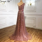 Luxury Green A-Line Evening Dresses Gowns 2025 Sexy One-Shoulder Beading For Women Party LA70921