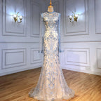 Luxury Grey  Nude With Cape  Mermaid Luxury Evening Dresses Gowns 2025 Beaded Elegant Sexy For Woman Party  LA71027