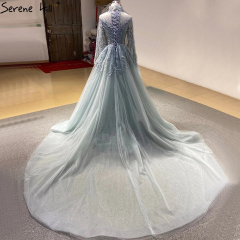 Luxury Grey With Detachable Train Mermaid Pearls Bridal Wedding Dresses Gowns 2025 HM67140 Custom Made