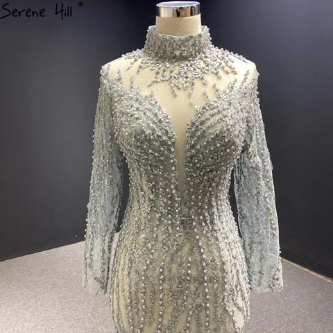 Luxury Grey With Detachable Train Mermaid Pearls Bridal Wedding Dresses Gowns 2025 HM67140 Custom Made