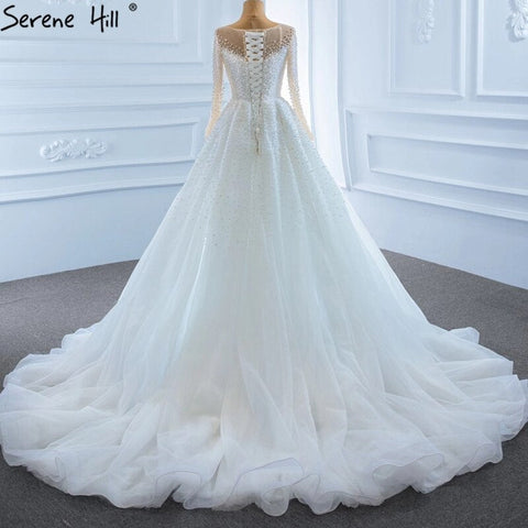 Luxury Ivory Detachable Train Mermaid Wedding Dresses Gowns 2025 Pearls Beading Bride Dress HM67182 Custom Made