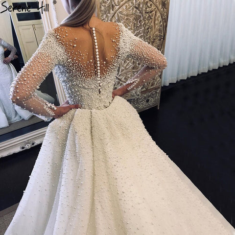 Luxury Ivory Detachable Train Mermaid Wedding Dresses Gowns 2025 Pearls Beading Bride Dress HM67182 Custom Made