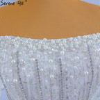 Luxury Mermaid White Wedding Dresses 2025 Cape Sleeves Beaded Pearls Bride Gowns HM67278 Custom Made
