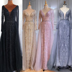 Luxury Muslim Pink With Train Mermaid Elegant Evening Dresses Gowns For Woman Party LA70433