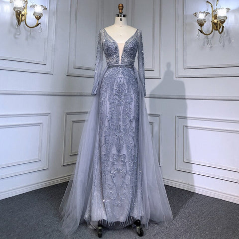 Luxury Muslim Pink With Train Mermaid Elegant Evening Dresses Gowns For Woman Party LA70433