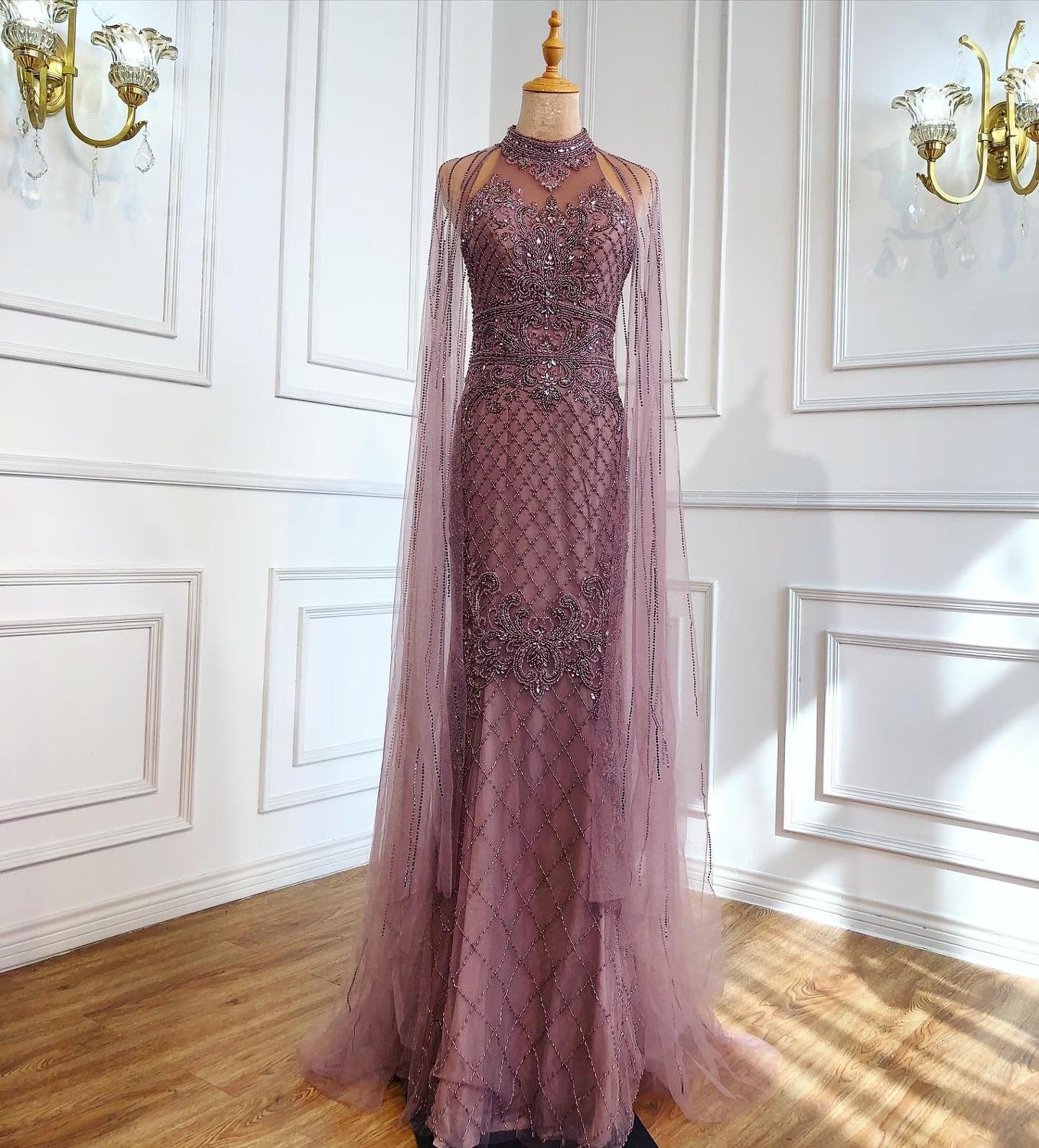 Luxury Navy Blue With Train Evening Dresses Gowns 2025 Mermaid Beading Diamond Elegant For Women Party LA70807