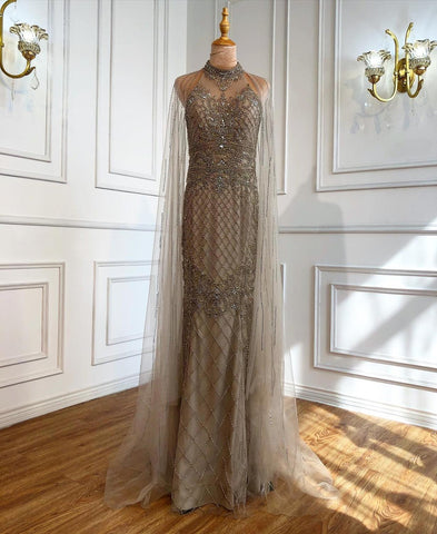 Luxury Navy Blue With Train Evening Dresses Gowns 2025 Mermaid Beading Diamond Elegant For Women Party LA70807