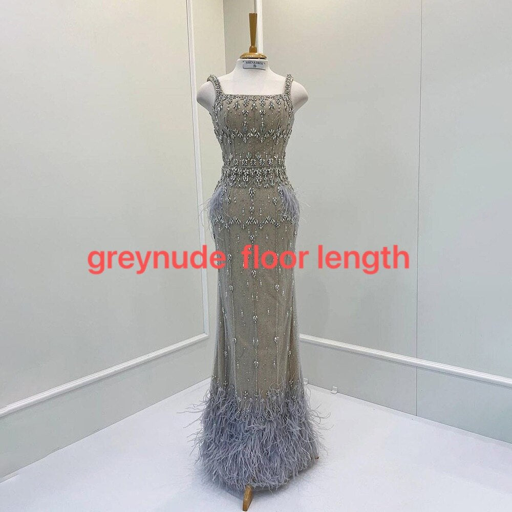 Bling Gray Mermaid Arabic Evening Dress with Cape LA71492