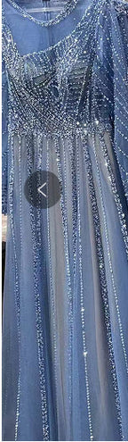Luxury Turquoise nude A-Line Evening Dresses Gowns 2025 Long Sleeves Beaded Elegant For Women Party LA71659
