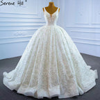 Luxury White Beading Wedding Dresses Gowns 2025 Sparkle Sleeveless Ball Gown Bridal Dress HM67254 Custom Made
