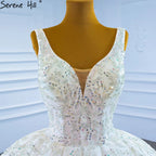 Luxury White Beading Wedding Dresses Gowns 2025 Sparkle Sleeveless Ball Gown Bridal Dress HM67254 Custom Made